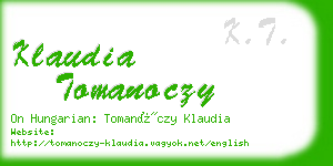 klaudia tomanoczy business card